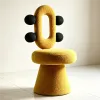 Creative plush chair, 360-degree rotating chair, alpaca stool, plush leisure chair, dressing table chair details Picture
